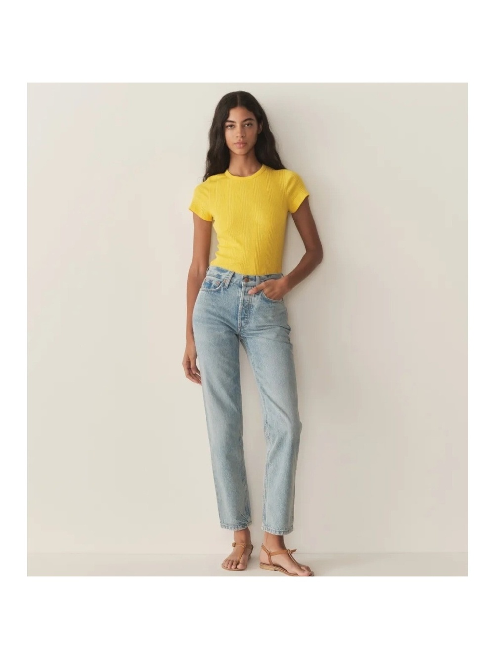 DOEN Diana Jeans High Rise Straight Leg Light Blue Vendome Wash Organic Size 32